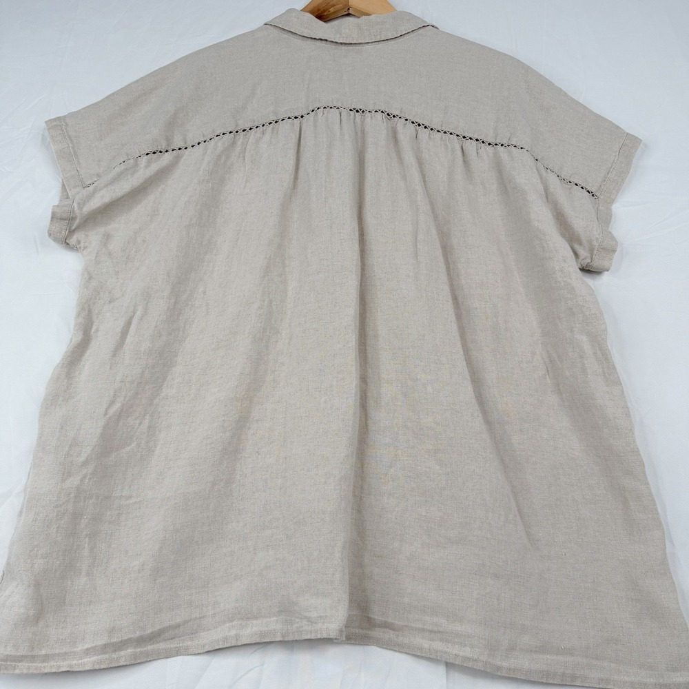 J Jill Love Linen top Women's Casual Short Sleeve 100% Linen Button Up SZ-L - Picture 14 of 16